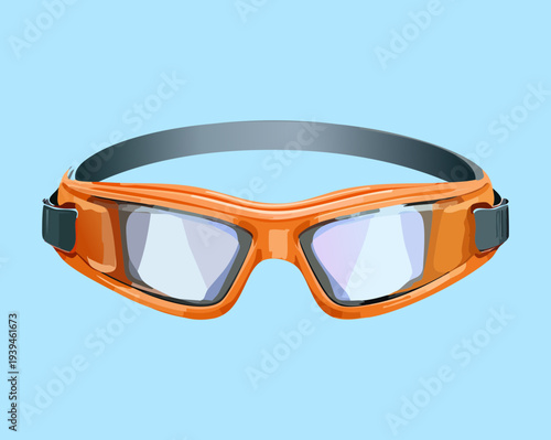 Modern Orange Sports Goggles For Swimming Training Aquatic Exercise And Professional Athlete Water Protection Equipment Design Graphic Illustration
