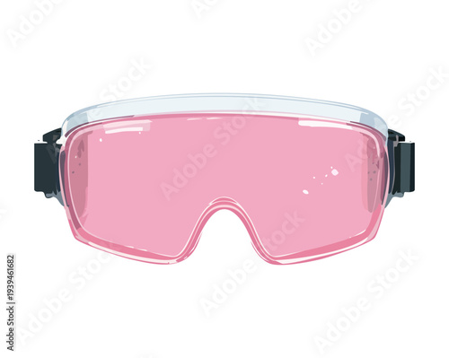 Light Pink Swimming Goggles For Professional Aquatic Training Water Sports And Summer Pool Activities In Modern Graphic Vector Illustration