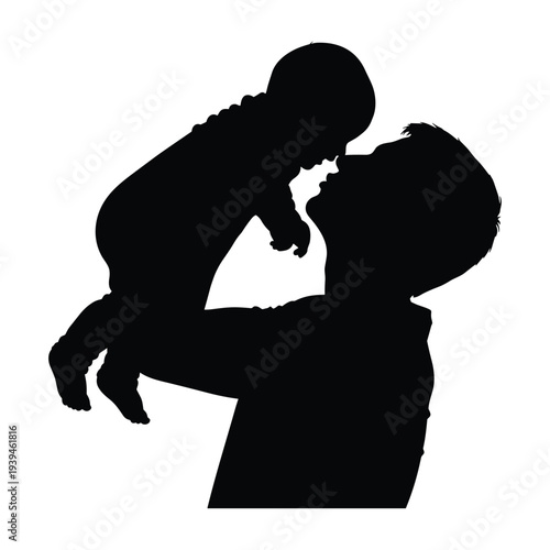 Tender moment of a man holding and kissing a baby