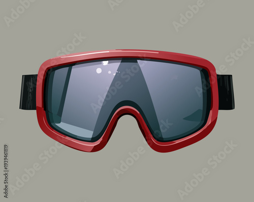 Modern Red Sports Goggles For Swimming Training Aquatic Exercise And Professional Athlete Water Protection Equipment Design Graphic Illustration