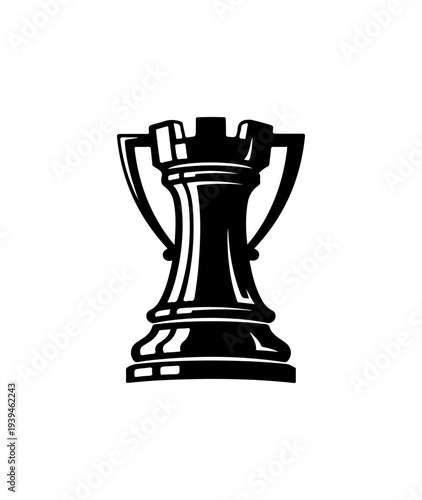 Black chess rook icon vector
