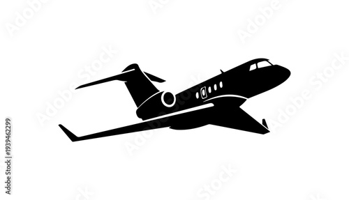 Vector private jet airplane silhouette icon