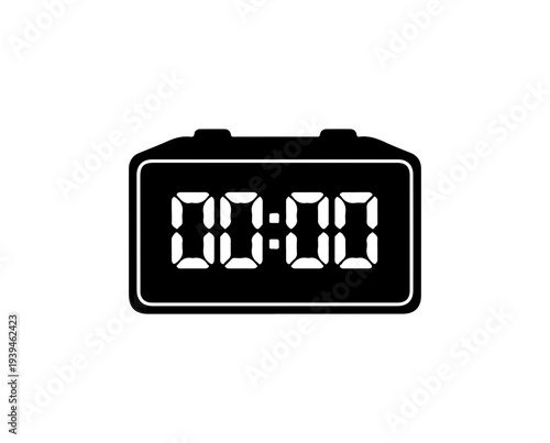Vector digital clock icon with 00:00 display