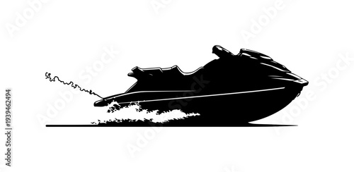 Vector silhouette of a jet ski on water