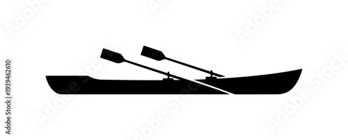 Vector kayak icon with oars, black silhouette