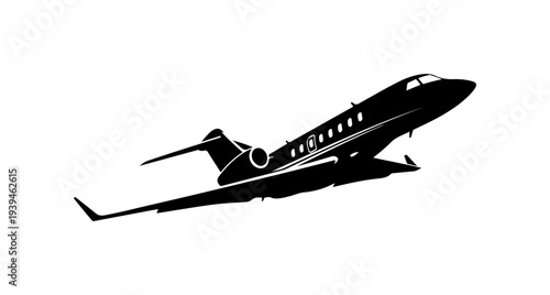 Black silhouette of a private jet airplane vector
