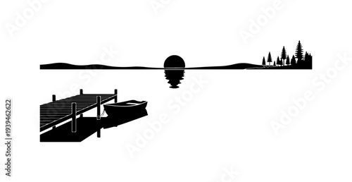 Black silhouette city skyline dock vector