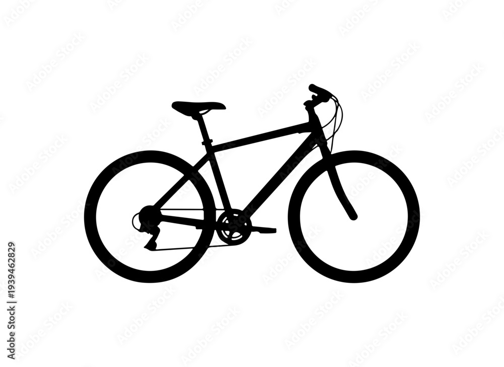 Fototapeta premium Vector bicycle icon, black silhouette, transportation symbol