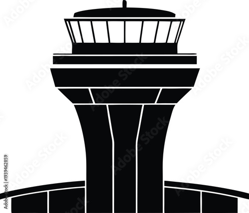 Air Traffic Control Tower, Airport Landmark Silhouette