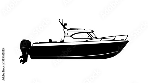 Vector illustration of a black speedboat