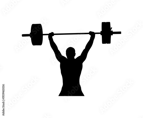 Vector silhouette of man lifting weights icon