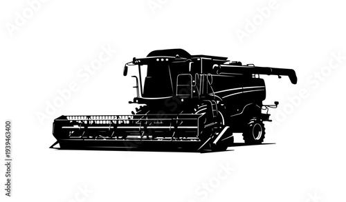 Vector illustration of a combine harvester in black