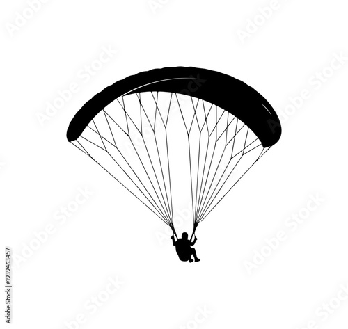 Black paraglider silhouette vector