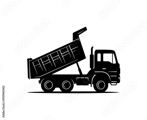 Black silhouette of a dump truck vector