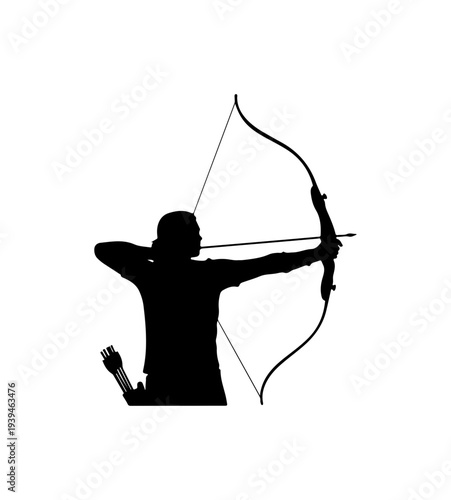 Vector silhouette of man shooting bow and arrow
