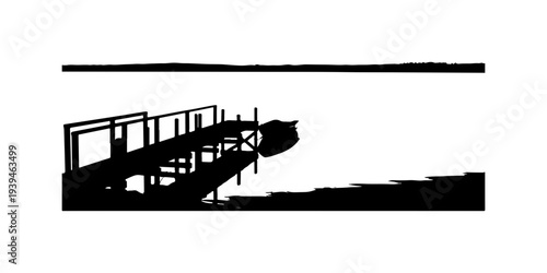 Black silhouette of a dock or pier vector