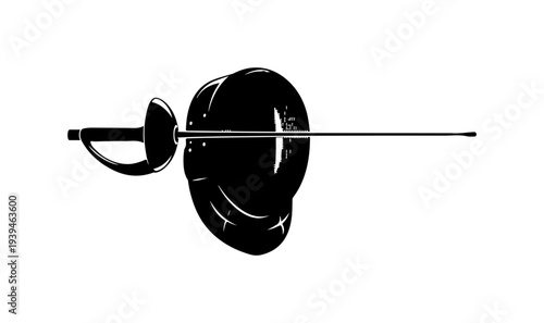 Vector illustration of fencing sword and shield