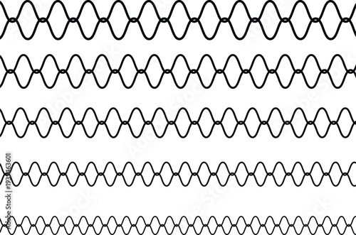 Chain and rope pattern designs interconnected links and twisted fibers