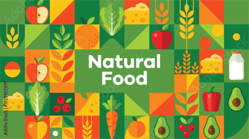 Natural food collage with various fruits and vegetables  healthy eating concept