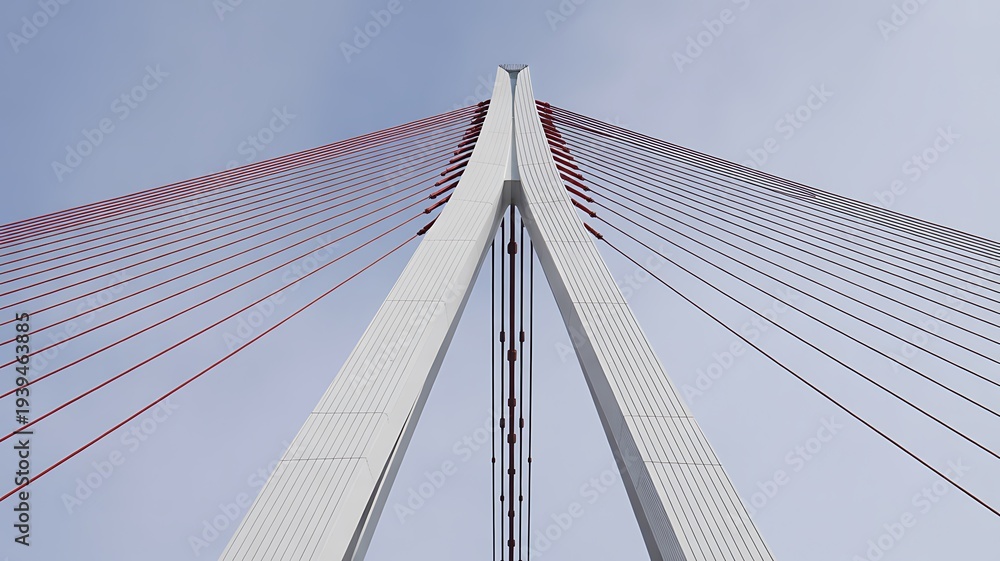Obraz premium Modern Cable Stayed Bridge Architecture Viewed from Below