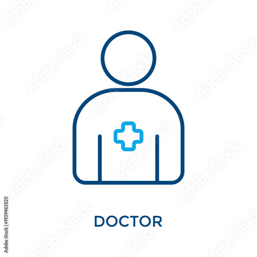 Doctor Icon Outline Color Style. Vector Illustration For Graphic Design
