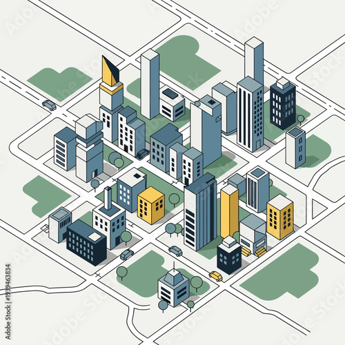 City Block with Modern Buildings