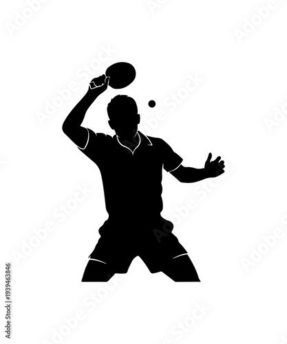 Black silhouette of man playing table tennis vector