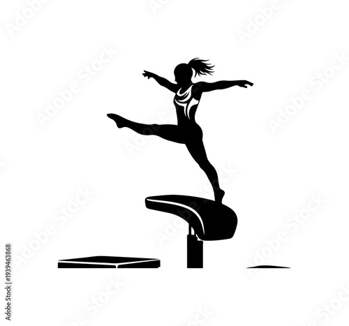Vector silhouette of a gymnast on a pommel horse