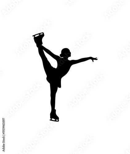 Silhouette of figure skater in motion vector