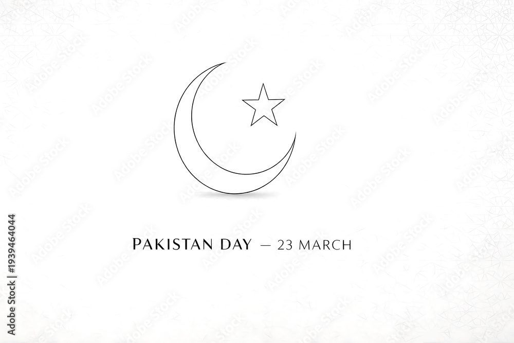 Obraz premium Pakistan Day emblem with crescent moon and star on 23 March background