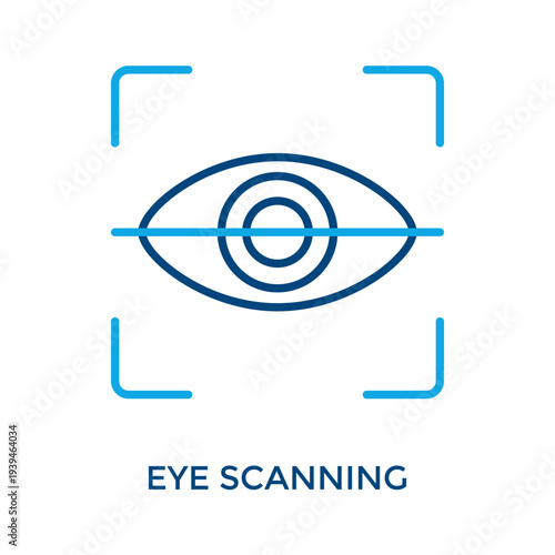 Eye Scanning Icon Outline Color Style. Vector Illustration For Graphic Design