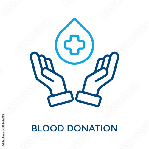 Blood Donation Icon Outline Color Style. Vector Illustration For Graphic Design