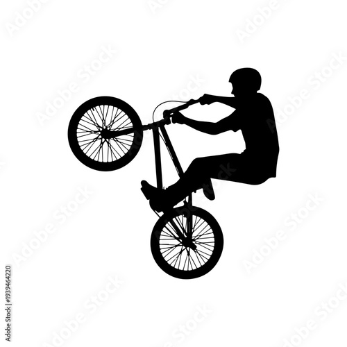 Black silhouette of man riding bicycle vector