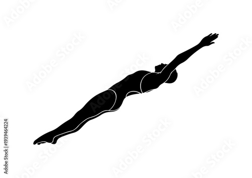 Vector illustration of a diving swimmer in black