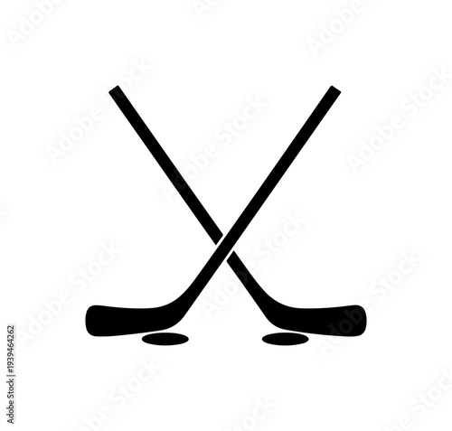 Vector illustration of crossed hockey sticks and puck