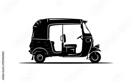 Vector illustration of a black tuk-tuk or auto rickshaw