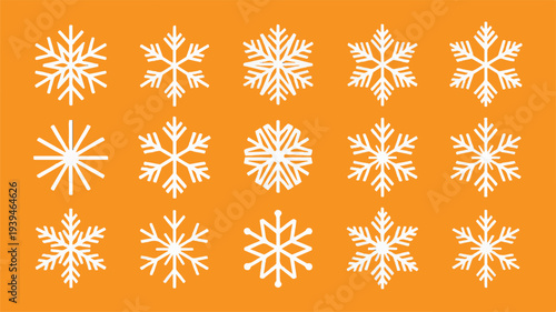 Collection of various red snowflake icons for winter holidays, Christmas designs, and seasonal celebrations