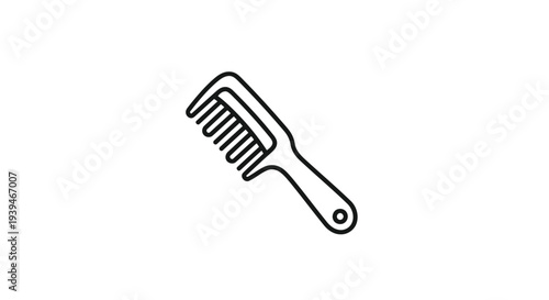 Minimalist black line drawing of a wide-tooth comb, flat design isolated on white background