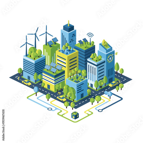 Sustainable Cityscape with Green Energy