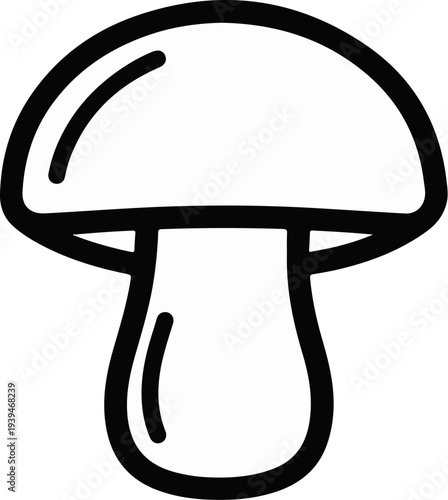 Simple black and white outline drawing of a mushroom