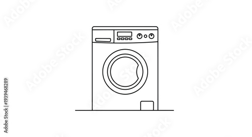 Minimalist front-loading washing machine icon vector isolated on white background