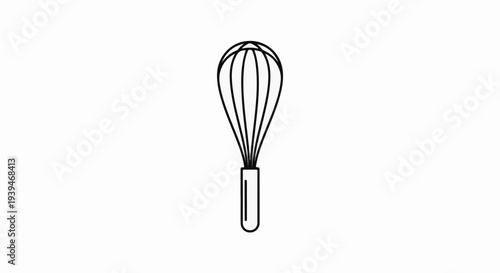 Simple outline of a wire whisk on a white background