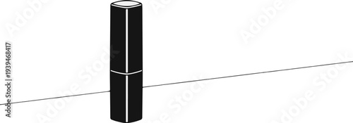 Simple, stylized drawing of a tall, dark lipstick with rounded edges on a white background