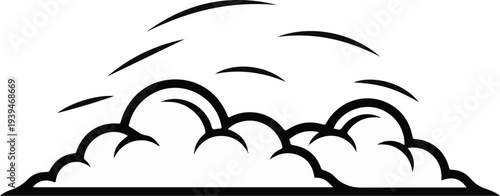 Stylized clouds with wisps suggesting movement or wind