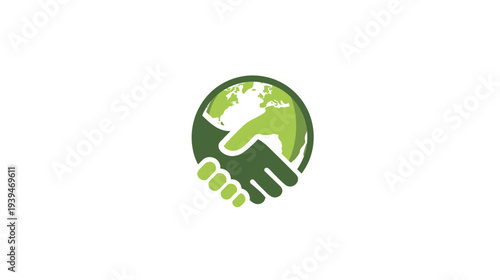 Global partnership for environmental protection, sustainable development, and eco-friendly business cooperation icon