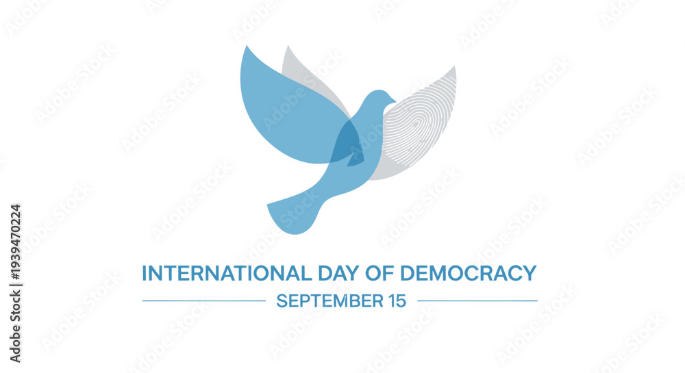 Fototapeta premium Blue Dove Illustration International Day Democracy.