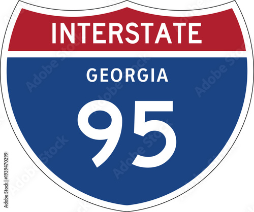 Interstate 95 Georgia I-95 US Interstate Highway Route Shield Badge Vector