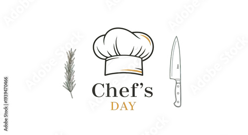 Chef Hat and Knife Illustration Design.