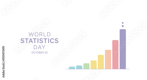 Colorful Bar Graph Illustration for Statistics Day.