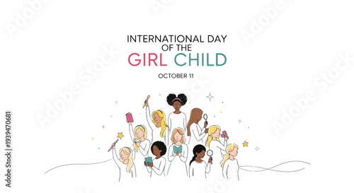 Diverse Girls Celebrating International Girl Child Day.